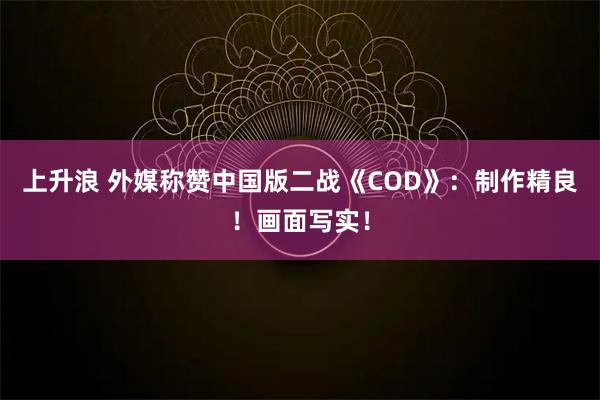 上升浪 外媒称赞中国版二战《COD》：制作精良！画面写实！